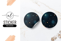 Cartoon Space Planets Stars Round Sticker Png Product Image 1
