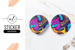 Bright Abstract Liquid Swirls Round Sticker Png Product Image 1