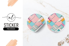 Abstract Geometric Pink Blue Round Sticker Png Product Image 1