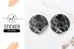 Black Marble Texture Circular Design Round Sticker Png Product Image 1