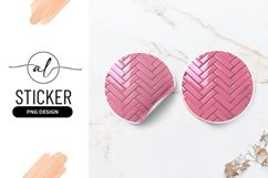 Pink Herringbone Pattern Round Sticker Png Design Product Image 1
