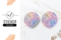 Floral Round Sticker Png Delicate Pastel Design Product Image 1