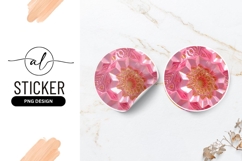 Pink And Gold Abstract Floral Round Sticker Png Product Image 1