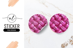 Pink Woven Texture Inside Round Sticker Png close-up Product Image 1