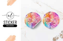 Colorful Floral Pattern in Round Sticker Png with Gradient Product Image 1
