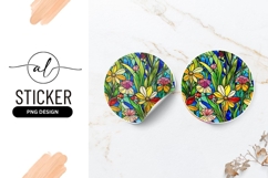 Stained Glass Floral Design with Yellow Pink Flowers Product Image 1