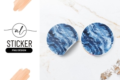 Abstract Blue Marble Texture Round Sticker Png Design Product Image 1