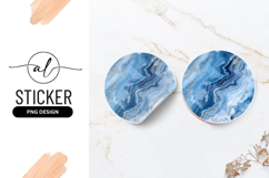 Blue Agate Stone Texture Round Sticker Png with Swirling Product Image 1