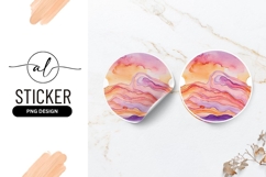 Watercolor Mountains Landscape Round Sticker Png Product Image 1