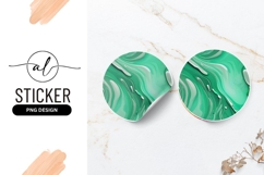 Abstract Green and White Swirls Inside a Round Sticker Png Product Image 1