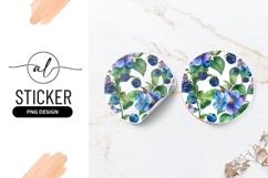 Watercolor Floral and Berry Arrangement in a Round Sticker Product Image 1