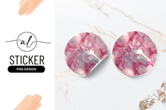 Pink Unicorn Head Surrounded by Pink Spheres Round Sticker Product Image 1