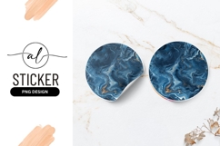 Abstract Dark Blue and Gold Swirls on Round Sticker Png Product Image 1