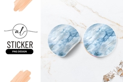 Abstract Blue and White Marble Texture Round Sticker Png Product Image 1