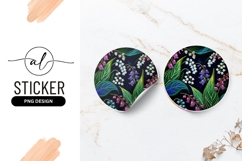 Lily of the Valley Floral Pattern on Round Sticker Png Product Image 1
