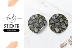 Round Sticker Png of Stone Pavement with Green Moss Product Image 1