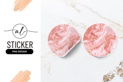 Pink and Gold Marble Swirls Round Sticker Png Product Image 1