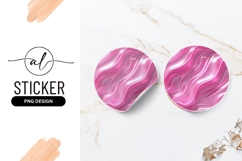 Pink and White Swirling Abstract Waves Round Sticker Png Product Image 1