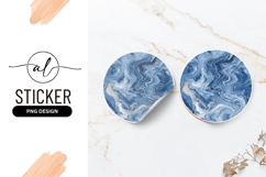 Blue and White Swirls Abstract Round Sticker Png on White Product Image 1