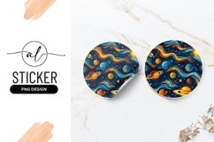 Colorful Cosmic Illustration of Planets and Stars Product Image 1
