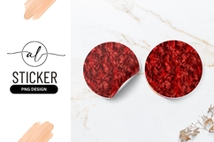 Vivid Red Fur Texture in a Round Sticker Png Format Product Image 1