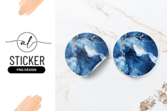 Abstract Blue and Gold Swirls Round Sticker Png Design Product Image 1
