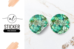 Round Sticker Png Stained Glass Floral Design Product Image 1