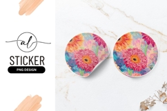 Colorful Floral Gerbera Daisies Round Sticker Png Product Image 1