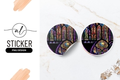 Stained Glass Round Sticker Png Art Nouveau Style Product Image 1