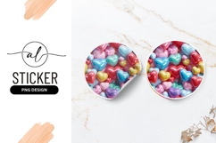 Colorful Heart Balloons Round Sticker Png Design Product Image 1
