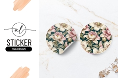 Elegant Floral Pattern Round Sticker Png Image Product Image 1