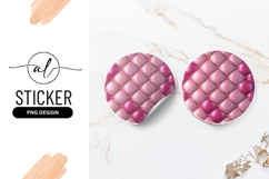 Pink Quilted Leather Round Sticker Png Texture Product Image 1