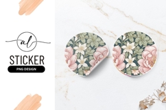 Floral Watercolor Circle Artwork Round Sticker Png Product Image 1