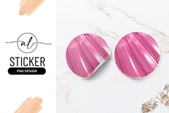 Pink Shiny Plastic Texture Round Sticker Png Product Image 1