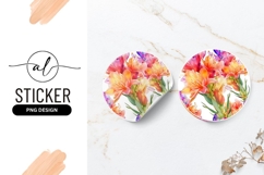 Floral Arrangement In Circle Round Sticker Png Product Image 1