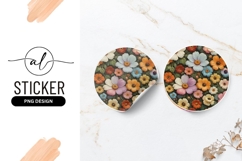 Colorful Floral Bouquet Pattern Round Sticker Png Product Image 1