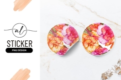 Watercolor Begonia Floral Circle Round Sticker Png Product Image 1