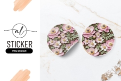 Pink Anemone Flowers On Wood Round Sticker Png Product Image 1