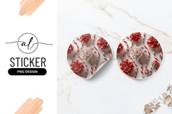Festive Red And White Candy Round Sticker Png Product Image 1