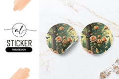 Roses And Butterflies Floral Garden Round Sticker Png Product Image 1