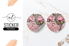 Pink Peonies On Wood Background Round Sticker Png Product Image 1