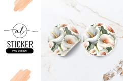 Watercolor Calla Lily Flowers Round Sticker Png Product Image 1