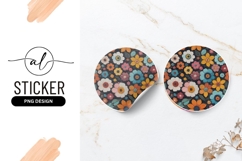 Colorful Floral Pattern Round Sticker Png Design Product Image 1