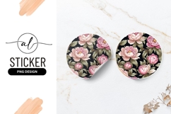 Pink Peonies Floral Pattern Round Sticker Png Product Image 1