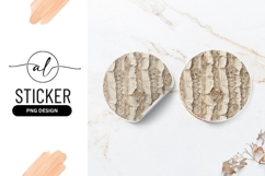 Detailed White Birch Bark Texture Round Sticker Png Product Image 1