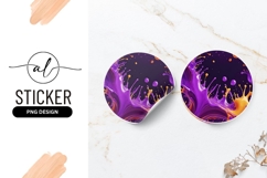 Purple And Orange Paint Splash Abstract Round Sticker Product Image 1