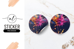 Vibrant Abstract Color Splashes Round Sticker Png Product Image 1