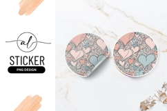 Heart Pattern Round Sticker Png Digital Illustration Product Image 1