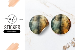 Two Seasons Forest Scene Illustration Round Sticker Product Image 1