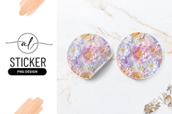 Pastel Floral Round Sticker Delicate 3D Flowers Product Image 1